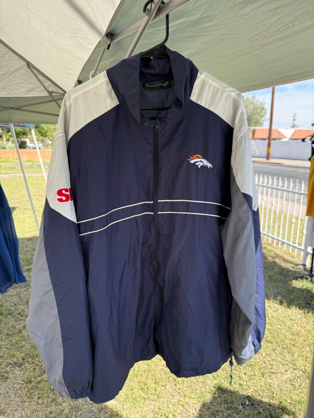 Denver Broncos Navy and Gray Pullover Windbreaker Jacket